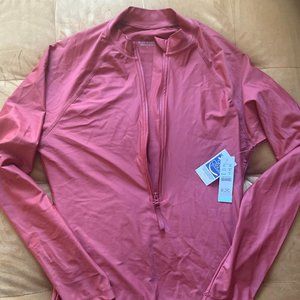 Rare NWT J. Crew Active Long Sleeve Rash Guard in Wildfire Red Orange Size Large